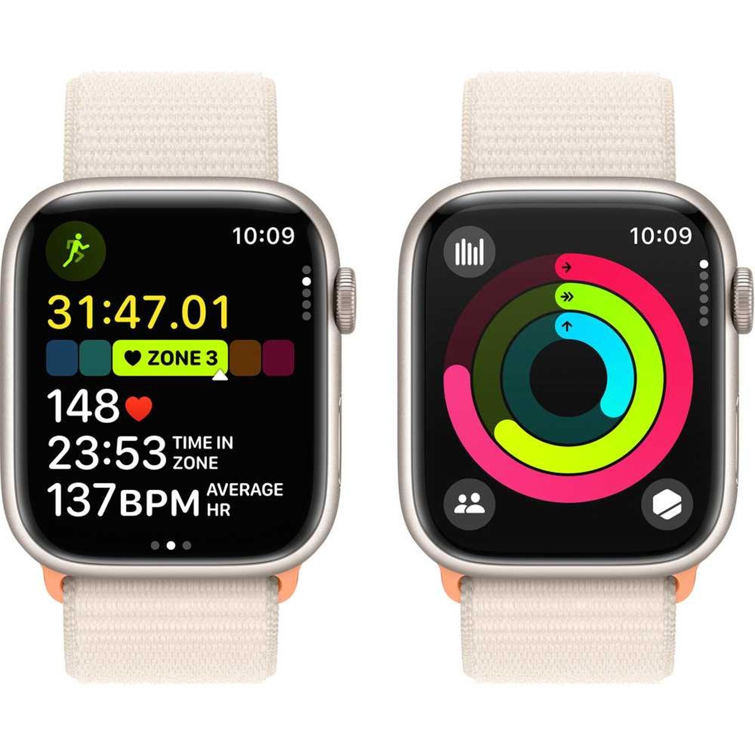 Apple Watch Series 9 GPS 41mm Starlight Aluminum Case with Starlight Sport Loop – Middle East Version - Image 6